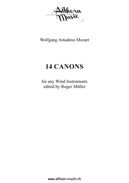 14 Canons Of Mozart For Any Wind Instruments Sheet Music