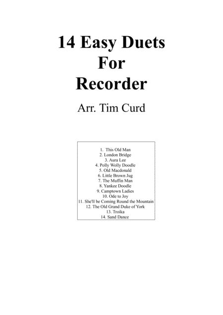 14 Easy Duets For Recorder Sheet Music