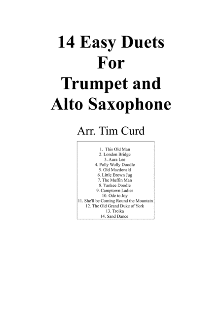 14 Easy Duets For Trumpet And Alto Saxophone Sheet Music