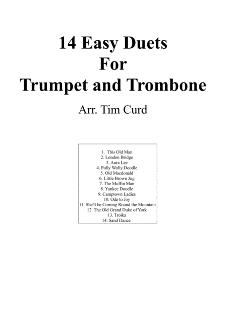 Free Sheet Music 14 Easy Duets For Trumpet And Trombone
