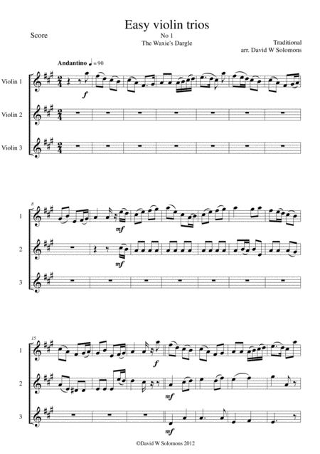 15 Easy Violin Trios Sheet Music