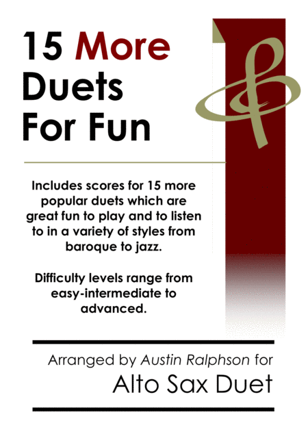 Free Sheet Music 15 More Alto Sax Duets For Fun Popular Classics Volume 2 Various Levels