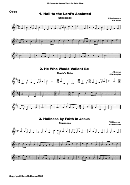 16 Favourite Hymns Vol 2 For Solo Oboe Sheet Music