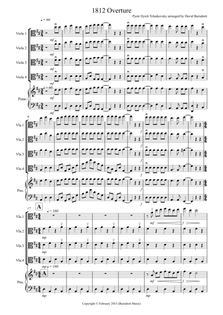 Free Sheet Music 1812 Overture For Viola Quartet