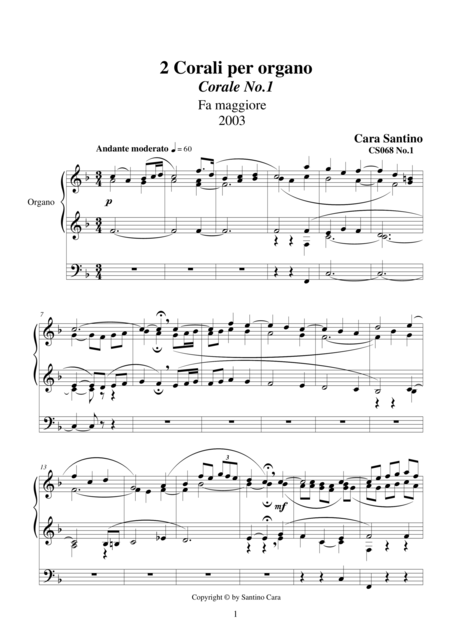 Free Sheet Music 2 Chorales For Organ Cs068