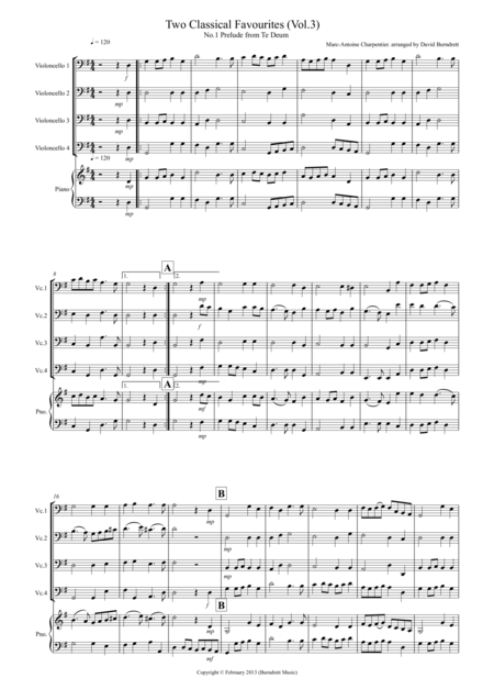 Free Sheet Music 2 Classical Favourites For Cello Quartet Volume Three