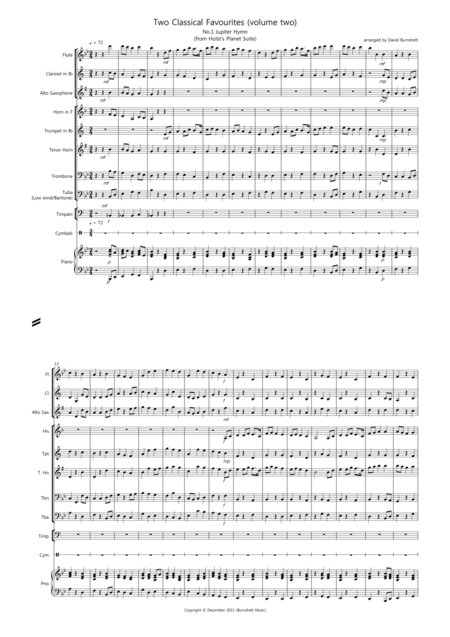 Free Sheet Music 2 Classical Favourites For School Concert Band Volume Two