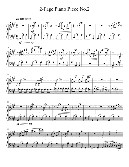 Free Sheet Music 2 Page Piano Piece No 2