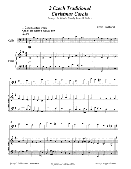 2 Traditional Czech Christmas Carols For Cello Piano Sheet Music