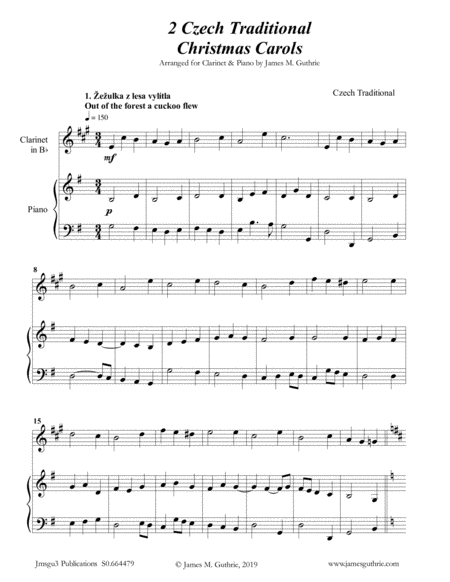 Free Sheet Music 2 Traditional Czech Christmas Carols For Clarinet Piano