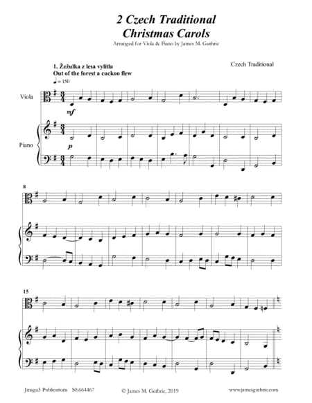 Free Sheet Music 2 Traditional Czech Christmas Carols For Viola Piano