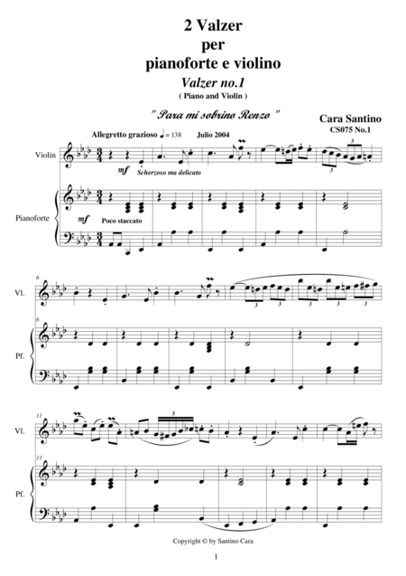 Free Sheet Music 2 Waltzes For Violin And Piano