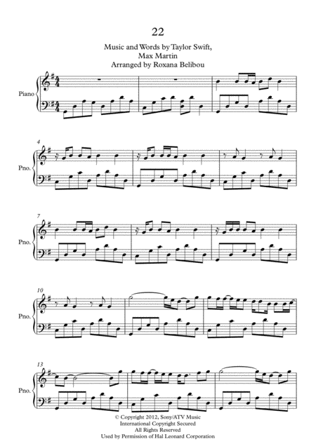 Free Sheet Music 22 Piano