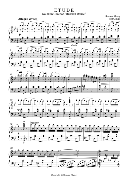 24 Etudes No 22 In G Minor Russian Dance Sheet Music