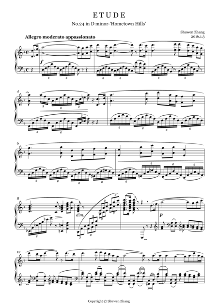 Free Sheet Music 24 Etudes No 24 In D Minor Hometown Hills