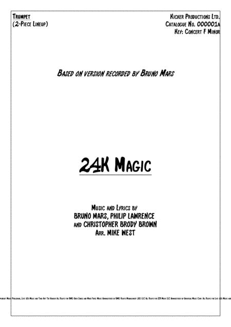 Free Sheet Music 24k Magic Bruno Mars 2 Piece Brass Section