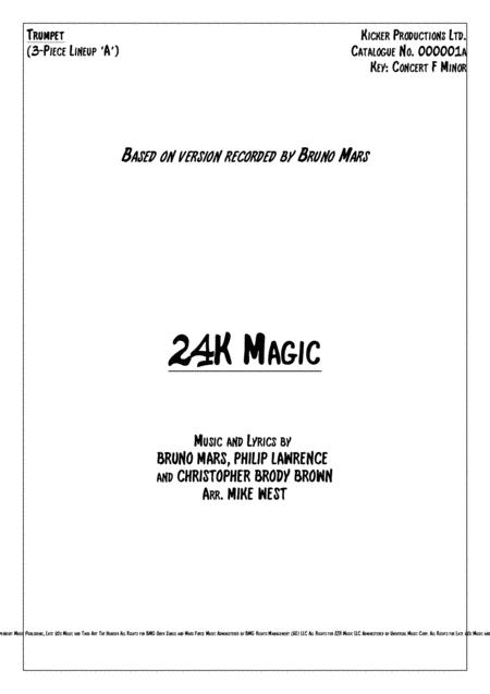 24k Magic Bruno Mars 3 Piece Brass Section A Sheet Music