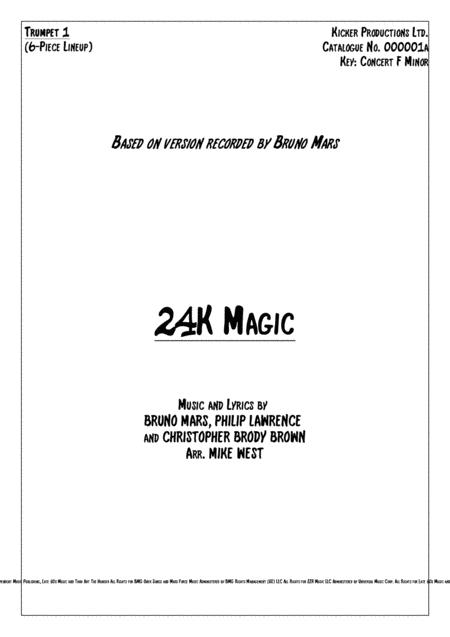 24k Magic Bruno Mars 6 Piece Brass Section Sheet Music