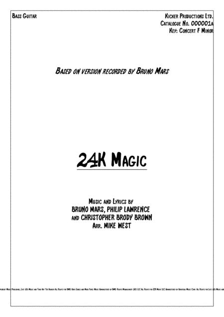 24k Magic Bruno Mars Bass Guitar Sheet Music