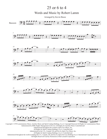 Free Sheet Music 25 Or 6 To 4 Bassoon Gtr Solo Incl