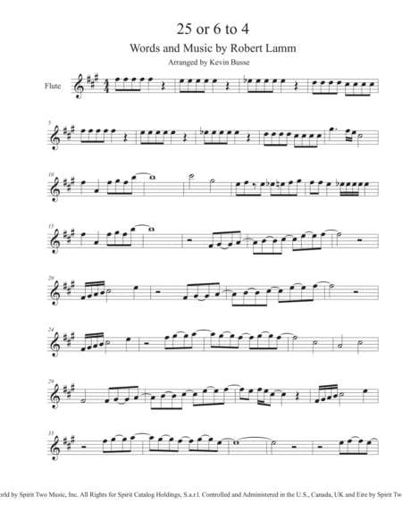 Free Sheet Music 25 Or 6 To 4 Flute Gtr Solo Incl