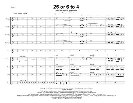 25 Or 6 To 4 Vocals With Horns And Rhythm Section Sheet Music