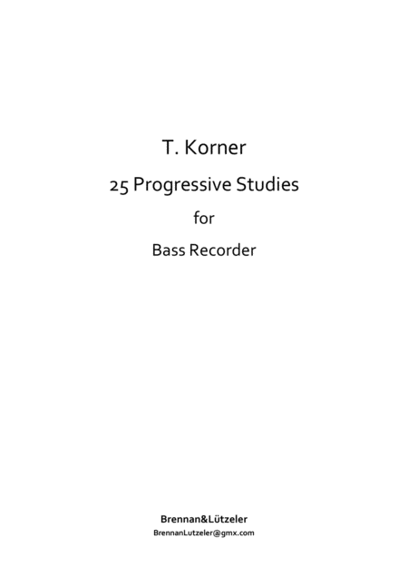 25 Progressive Studies For Bass Recorder Sheet Music