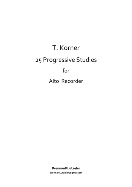 25 Progressive Studies For Treble Alto Recorder Treble Clef Sheet Music