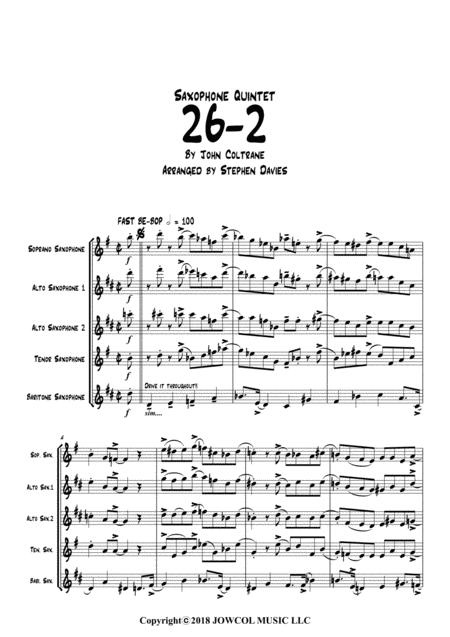 Free Sheet Music 26 2 By John Coltrane For Saxophone Quintet