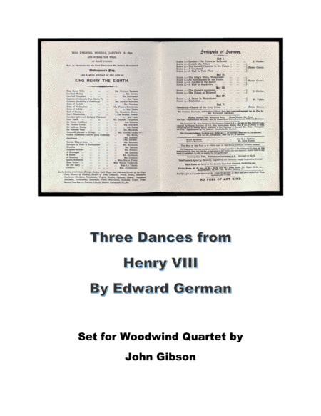 3 Dances From Henry Viii Set For Woodwind Quartet Sheet Music