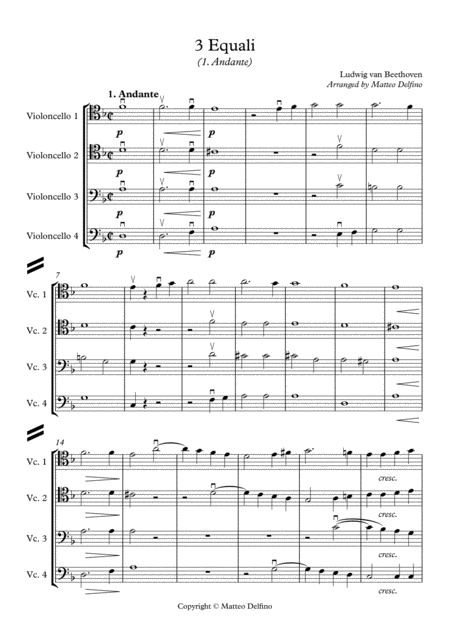 Free Sheet Music 3 Equali Cello Quartet