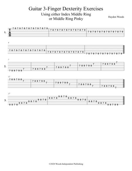 3 Finger Guitar Dexterity Exercises Tabs Sheet Music