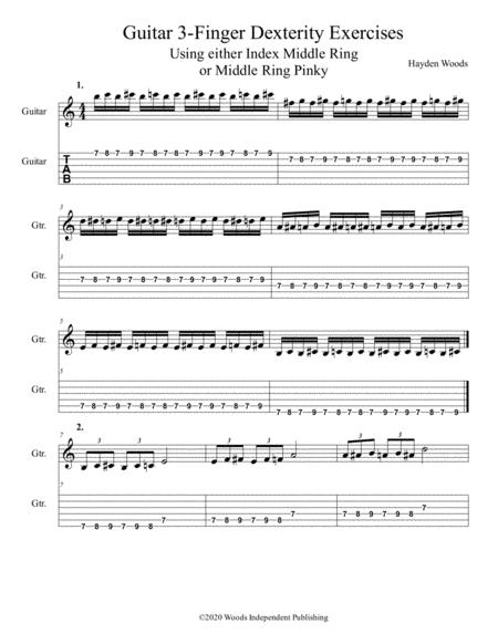 3 Finger Guitar Dexterity Exercises Sheet Music