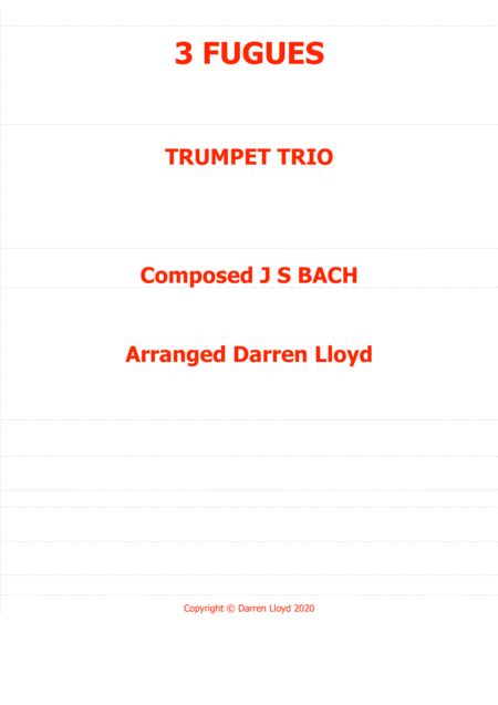 3 Fugues Js Bach Trumpet Trio Sheet Music