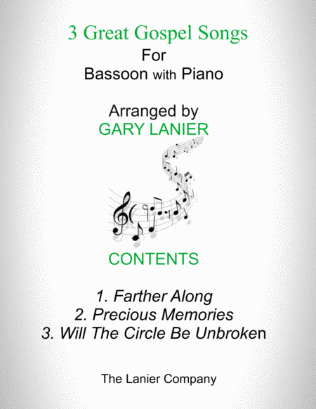 3 Great Gospel Songs For Bassoon With Piano Instrument Part Included Sheet Music