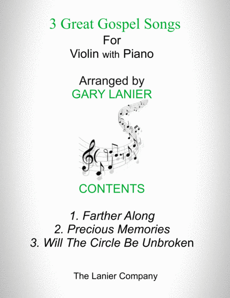 3 Great Gospel Songs For Violin With Piano Instrument Part Included Sheet Music