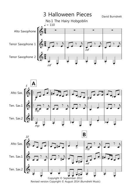 3 Halloween Pieces For Saxophone Trio Sheet Music