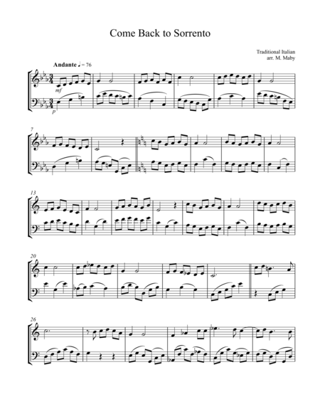 3 Italian Songs For Violin Cello Duet Sheet Music