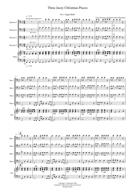 3 Jazzy Christmas Pieces For Bassoon Quartet Sheet Music