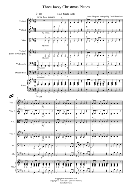 3 Jazzy Christmas Pieces For String Orchestra Sheet Music