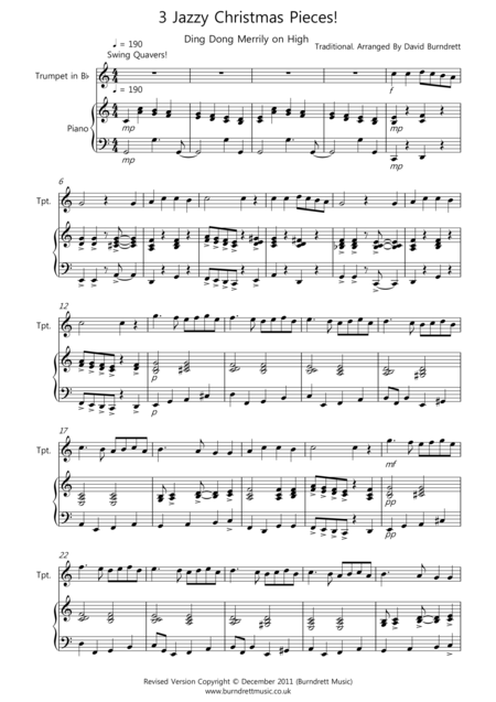 Free Sheet Music 3 Jazzy Christmas Pieces For Trumpet And Piano
