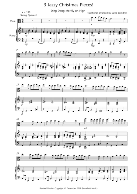 3 Jazzy Christmas Pieces For Viola And Piano Sheet Music