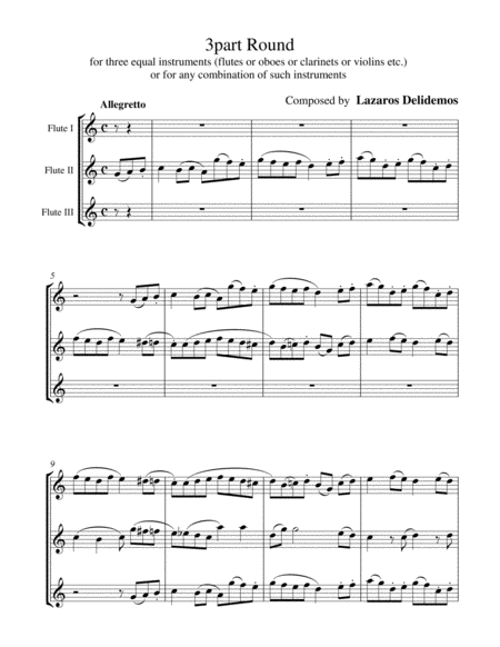 3 Part Round For Equal Instruments Sheet Music