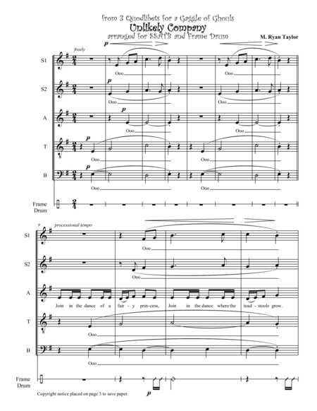 3 Quodlibets For A Gaggle Of Ghouls Choral Version Ssatb Choir Soloists And Percussion Sheet Music