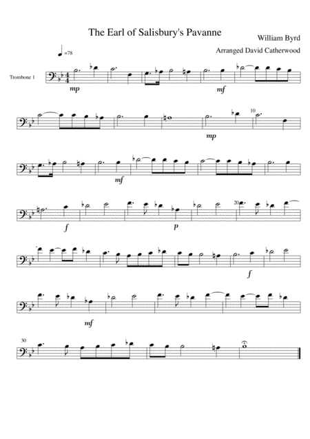 3 Trombone Trios Earl Of Salisburys Pavane Sanctus And The Elephant Arr David Catherwood Sheet Music