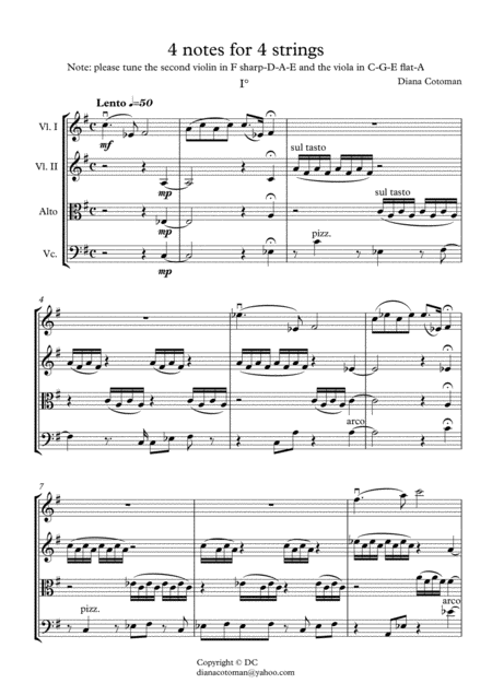 4 Notes For 4 Strings Sheet Music