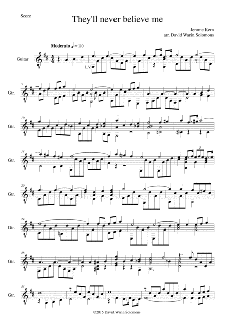 4 Songs By Jerome Kern Arranged For Solo Guitar Sheet Music