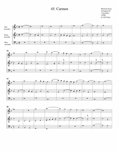Free Sheet Music 45 Carmen In F A3 Arrangement For 3 Recorders