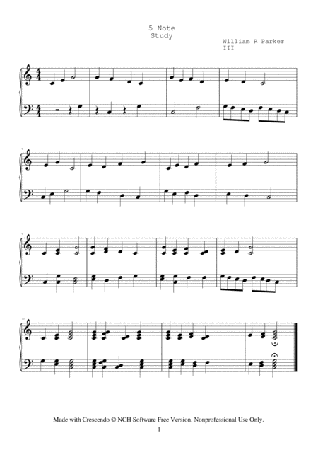 5 Note Study Sheet Music