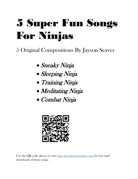 5 Super Fun Songs For Ninjas Sheet Music